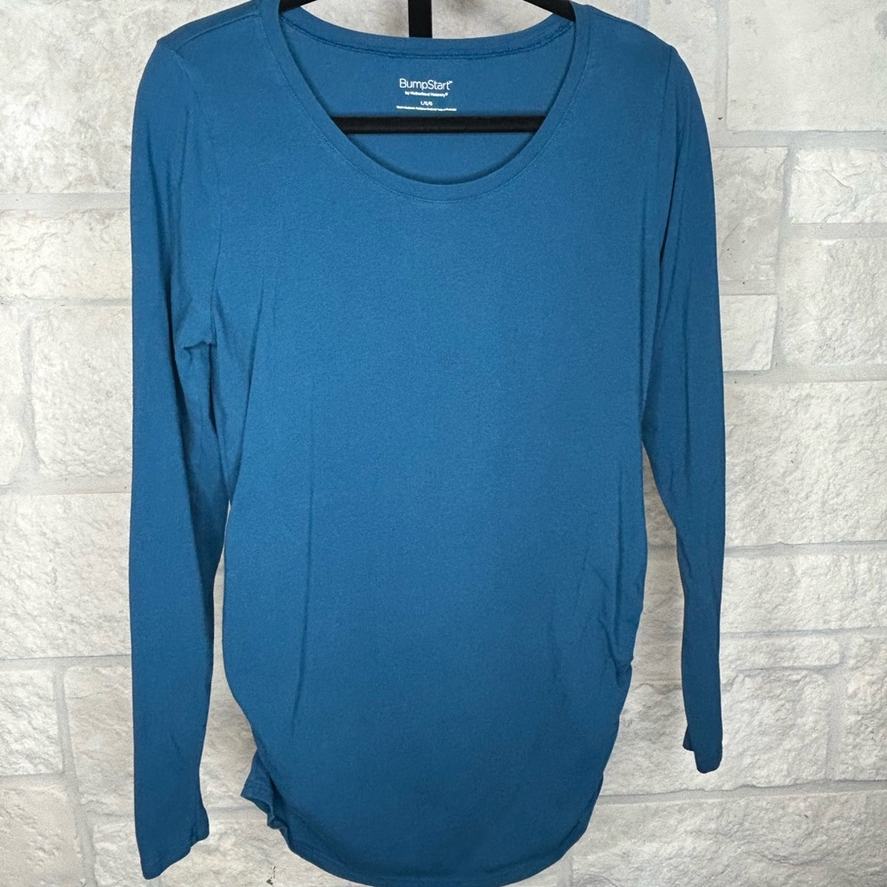 BumpStart Maternity Teal Long Sleeve Tee Shirt Size Large
